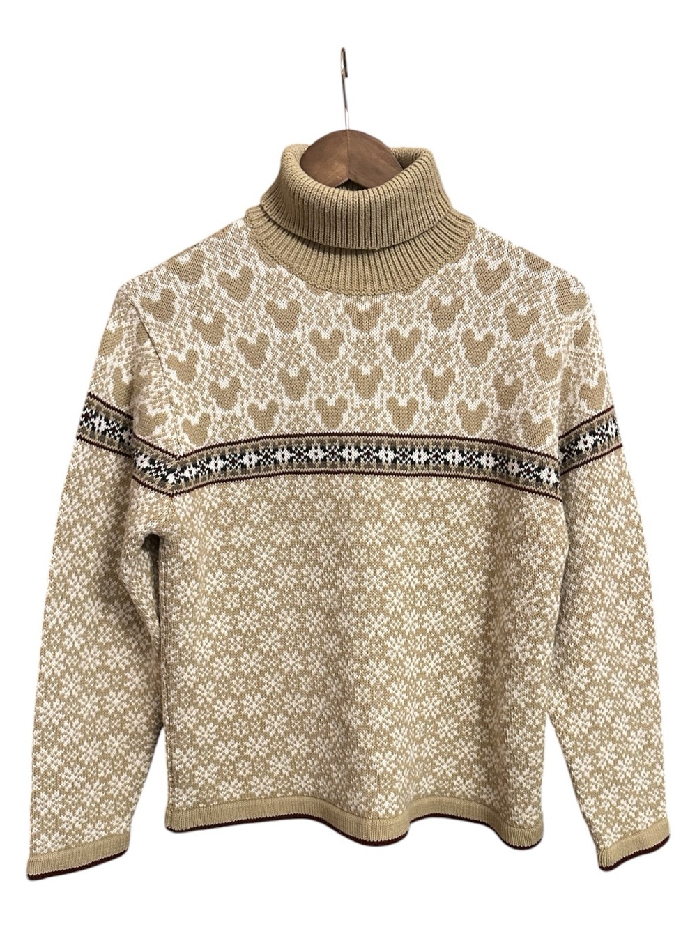 VTG Disney Catalog Fair Isle Sweater Medium Mickey Mouse Turtle Neck Snow Y2K